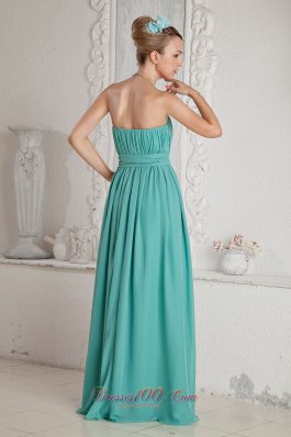 Sweetheart Chiffon Turquoise Prom Dress Ruch Sashed