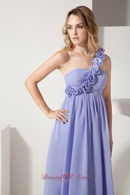 Ankle-length Hand Flower One Shoulder Bridesmaid Dress