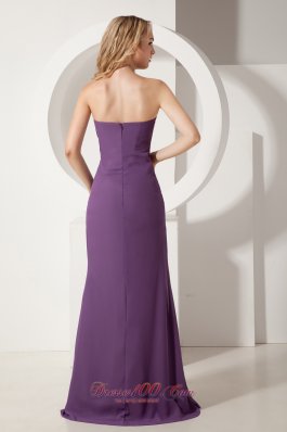 Column Chiffon Brush Dark Purple Prom Dress Sweetheart