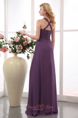 Ruched V-neck Elegant Purple Empire Bridesmaid Dress