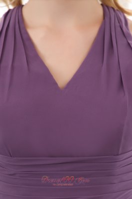 Ruched V-neck Elegant Purple Empire Bridesmaid Dress