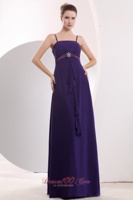 Straps Empire Chiffon Purple Bridesmaid Dress Sashed