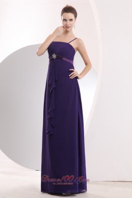 Straps Empire Chiffon Purple Bridesmaid Dress Sashed