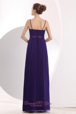 Straps Empire Chiffon Purple Bridesmaid Dress Sashed