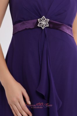 Straps Empire Chiffon Purple Bridesmaid Dress Sashed