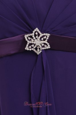 Straps Empire Chiffon Purple Bridesmaid Dress Sashed