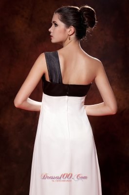 One Shoulder Black and White Chiffon Bow Cocktail Dress