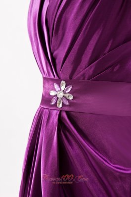 Eggplant Purple V-neck Prom / Cocktail Dress Mini-length