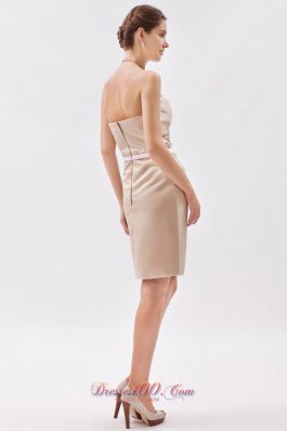 Champagne Empire Prom Minidress Sweetheart Appliques