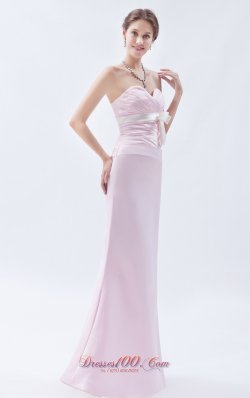 Light Pink Mermaid Bow Bridesmaid Dress Sweetheart Ruch