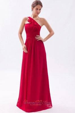 Wine Red Empire One Shoulder Bridesmaid Gowns Empire