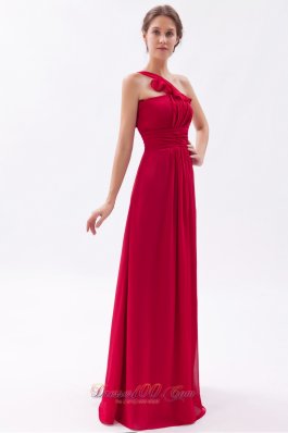 Wine Red Empire One Shoulder Bridesmaid Gowns Empire