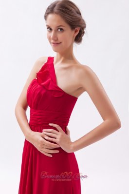 Wine Red Empire One Shoulder Bridesmaid Gowns Empire