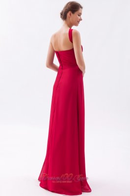 Wine Red Empire One Shoulder Bridesmaid Gowns Empire