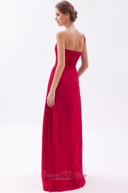 Wine Red Empire One Shoulder Bridesmaid Gowns Empire