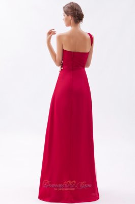 Wine Red Empire One Shoulder Bridesmaid Gowns Empire