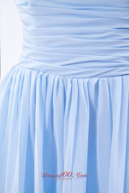 Light Sky Blue Empire Bridesmaid Dress Straps Knee-length