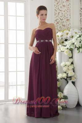 Grape Purple Empire Bridesmaid Dress Sweetheart Belt Ruch