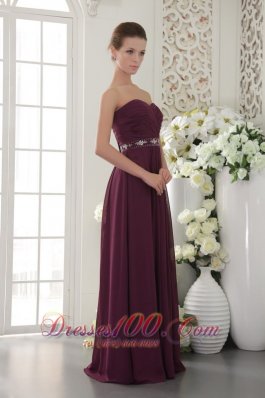 Grape Purple Empire Bridesmaid Dress Sweetheart Belt Ruch