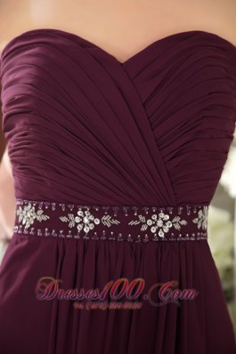 Grape Purple Empire Bridesmaid Dress Sweetheart Belt Ruch