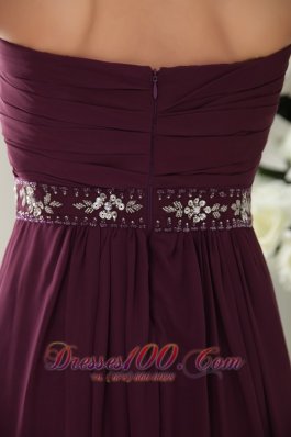 Grape Purple Empire Bridesmaid Dress Sweetheart Belt Ruch