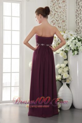 Grape Purple Empire Bridesmaid Dress Sweetheart Belt Ruch