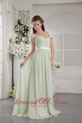 Apple Green Cap Sleeve Ruch Bridesmaid Dress Belt