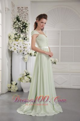 Apple Green Cap Sleeve Ruch Bridesmaid Dress Belt