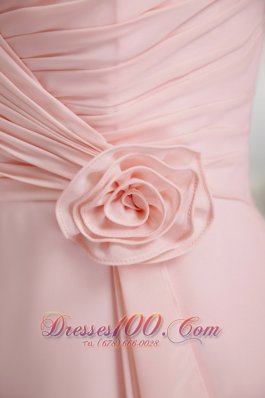 Baby Pink Princess Bridesmaid Dress Straps Tea-length