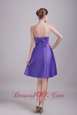 Slate Blue Strapless Bridesmaid Dress Knee-length Flower