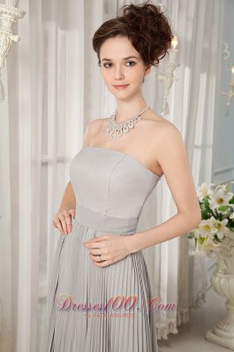 Grey Bridesmaid Dress Empire Strapless Chiffon Ruch