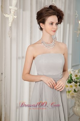 Grey Bridesmaid Dress Empire Strapless Chiffon Ruch