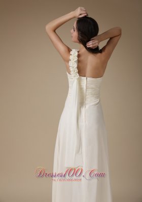 One Shoulder Handmade Flowers Bridesmaid Dress Chiffon