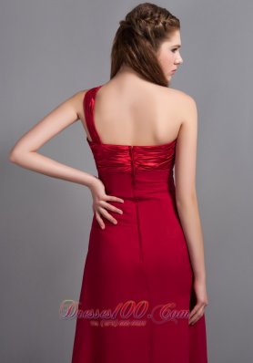 One Shoulder Ruched Wine Red Bridesmaid Dresses