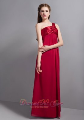 One Shoulder Ruched Wine Red Bridesmaid Dresses