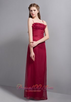 Spaghetti Straps Wine Red Bridesmaid Dresses Chiffon