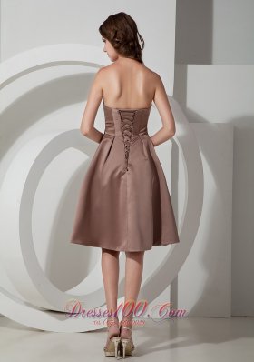 Beading Strapless Brown Short Dresses For Bridesmaids