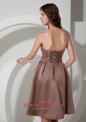 Beading Strapless Brown Short Dresses For Bridesmaids