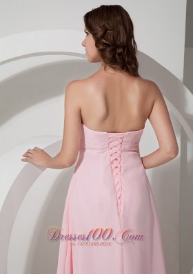 Asymmetrical Baby Pink Bridesmaid Dress Ruched Sweetheart