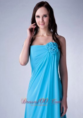 Hand Made Fowers Teal Bridesmaid Dress For Parties