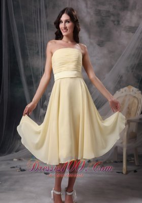 Ruch Light Yellow Short Prom Homecoming Dress Strapless