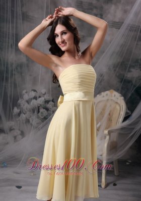 Ruch Light Yellow Short Prom Homecoming Dress Strapless