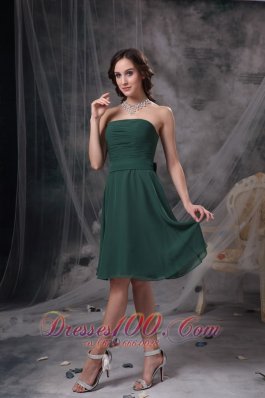 Dark Green Homecoming Prom Dress Ruched Chiffon