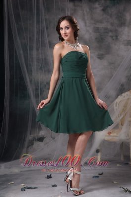 Dark Green Homecoming Prom Dress Ruched Chiffon