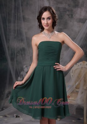 Dark Green Homecoming Prom Dress Ruched Chiffon