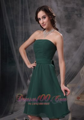 Dark Green Homecoming Prom Dress Ruched Chiffon