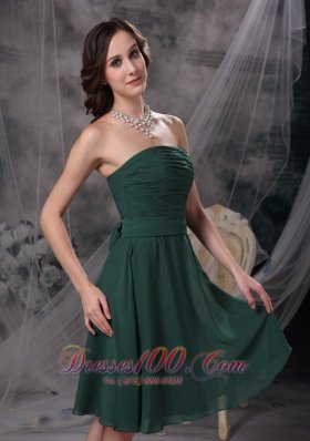 Dark Green Homecoming Prom Dress Ruched Chiffon