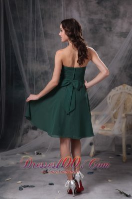 Dark Green Homecoming Prom Dress Ruched Chiffon