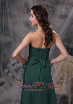 Dark Green Homecoming Prom Dress Ruched Chiffon