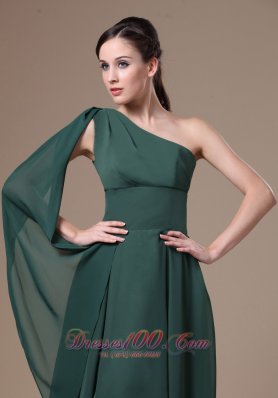 Hunter Green One Shoulder Homecoming Dress Watteau Train